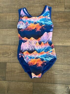 Colorful Mountain Print One-Piece Leotard